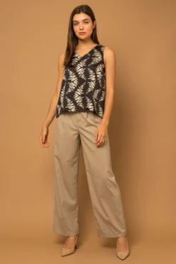 Abstract Print Satin Top 9 Abstract Print Satin Top -Fashion Clothing Abstract Print Satin Top BLACK 4 28062.1711569206