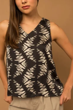 Abstract Print Satin Top