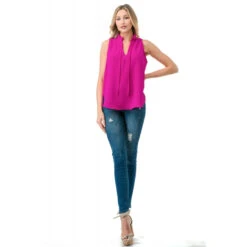 Ariella Ruffle Detail Tank -Fashion Clothing Ariella Ruffle Detail Tank HOTPINK 4 10973.1711631549