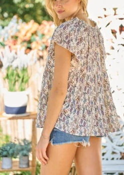 Babydoll Short Sleeve Top -Fashion Clothing Babydoll Short Sleeve Top IVORY 3 29703.1711480262