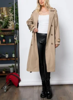 Belted Long Trench Coat -Fashion Clothing Belted Long Trench Coat TAN 1 56289.1710523724