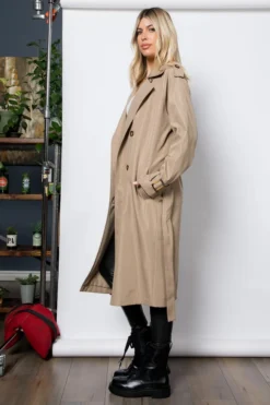 Belted Long Trench Coat -Fashion Clothing Belted Long Trench Coat TAN 2 28271.1710523728