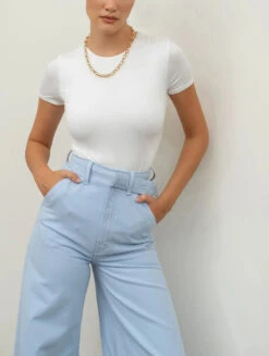 Blu Pepper Round Neck Bodysuit -Fashion Clothing Blu Pepper Round Neck Bodysuit WHITE 1 34520.1718812415