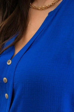 Blu Pepper Split Neck Button Down Sleeveless Blouse -Fashion Clothing Blu Pepper Split Neck Button Down Sleeveless Blouse ROYALBLU 4 37856.1711389015