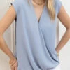 Blu Pepper Wrap Drape Sleeveless Blouse