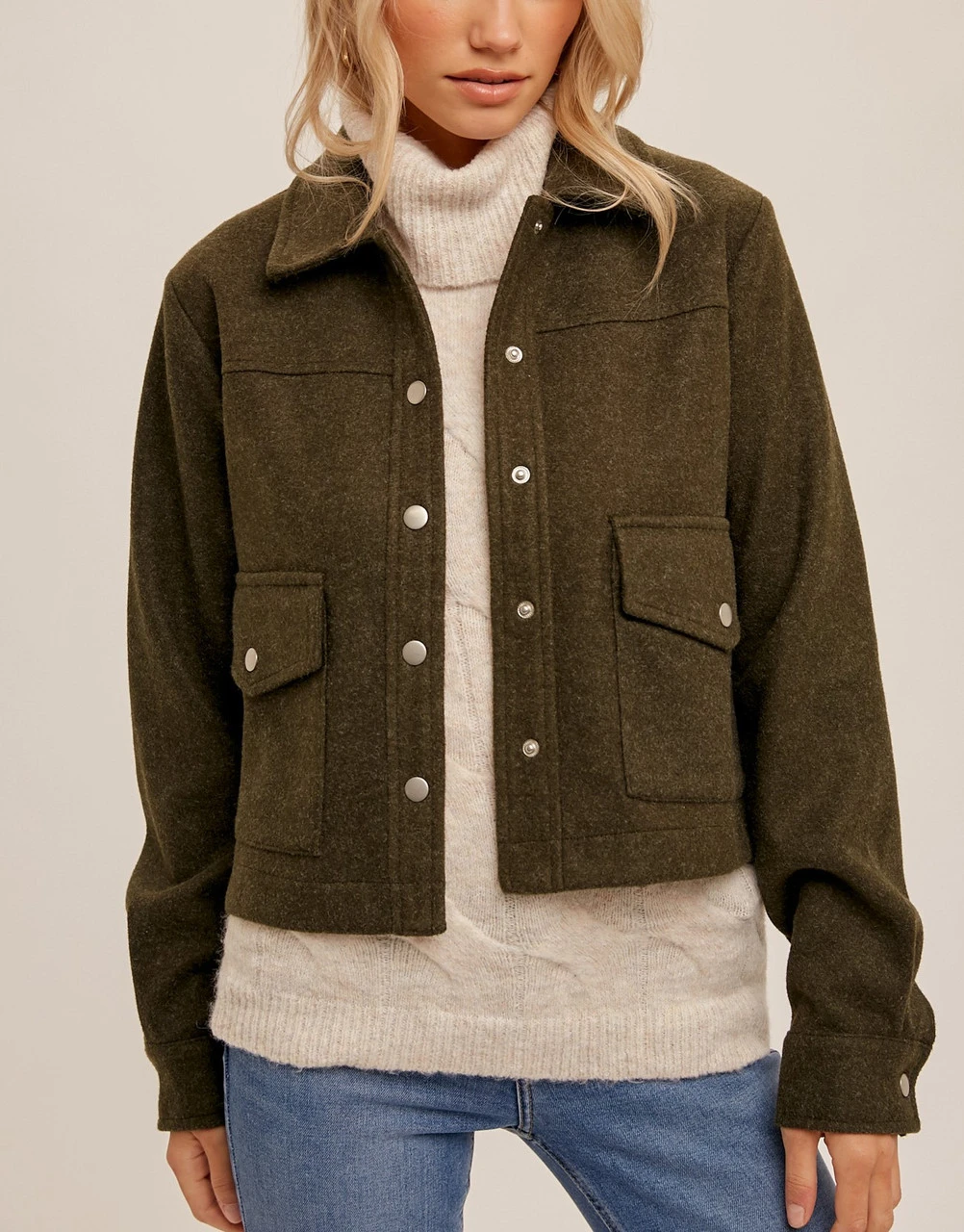 Button Down Cropped Jacket 2 Button Down Cropped Jacket - Image 2