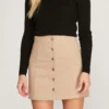 Button Front Mini Skirt