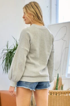 Button Front Thermal Cardigan -Fashion Clothing Button Front Thermal Cardigan HTRGREY 3 51951.1711550190