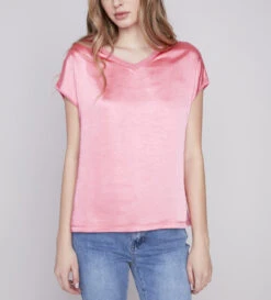 Charlie B Saitin And Knit Vneck