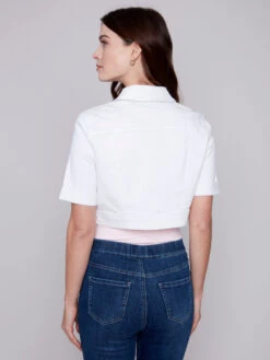 Charlie B Short Sleeve Crop Jacket -Fashion Clothing Charlie B Short Sleeve Crop Jacket WHITE 2 66710.1710445371