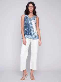 Charlie B Vneck Knot Shoulder Top -Fashion Clothing Charlie B Vneck Knot Shoulder Top PAISLEY 4 31500.1710445305