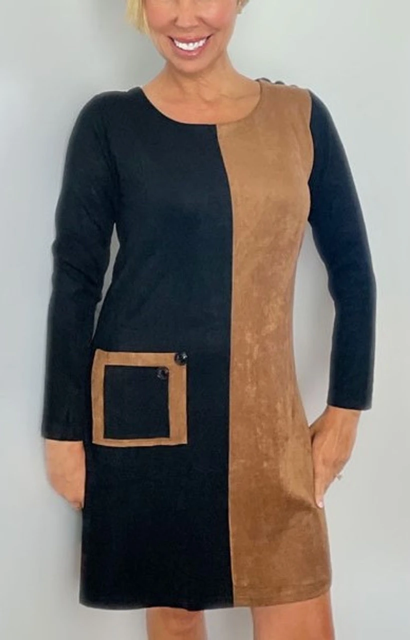 Colorblock Suede Dress 1 Colorblock Suede Dress