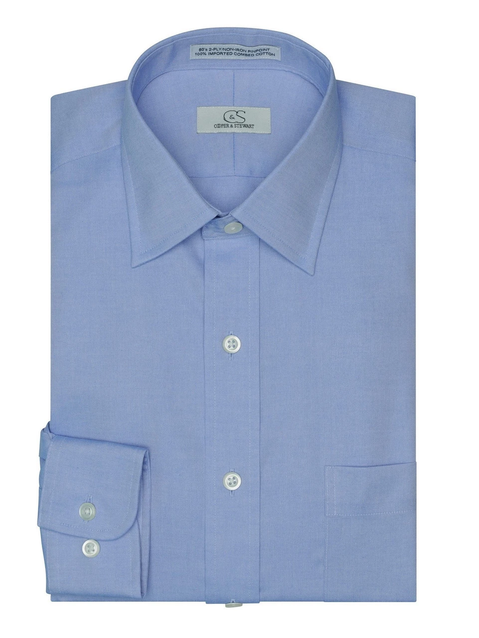 Cooper & Stewart Tailored Fit Spread Collar - Blue 1 Cooper & Stewart Tailored Fit Spread Collar - Blue