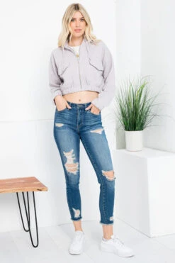 Cropped Hooded Jacket -Fashion Clothing Cropped Hooded Jacket RAINDROP 4 19570.1710521701