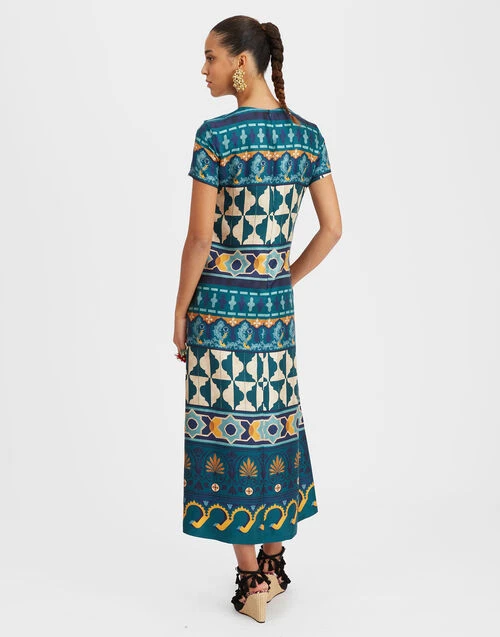 Swing Dress Casareale Placèe Emerald In Silk Twill 3 Swing Dress Casareale Placèe Emerald In Silk Twill - Image 3