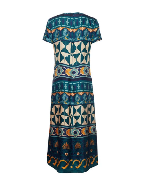 Swing Dress Casareale Placèe Emerald In Silk Twill 5 Swing Dress Casareale Placèe Emerald In Silk Twill - Image 5