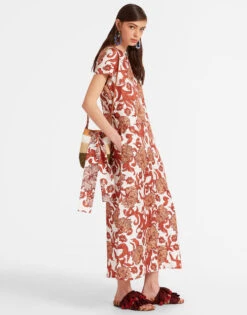 Swing Dress Reef White In Silk Twill