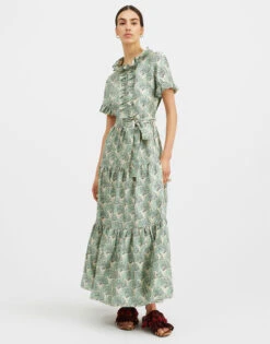 Long And Sassy Dress Fans Mint In Silk Twill