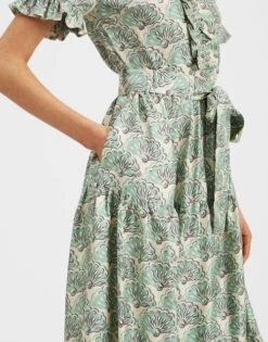 Long And Sassy Dress Fans Mint In Silk Twill -Fashion Clothing DRE0017SIL001FAN01 GR11 3