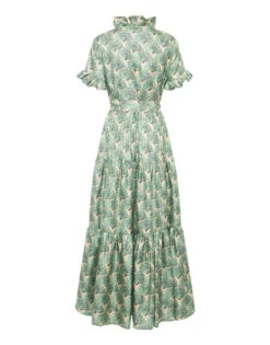 Long And Sassy Dress Fans Mint In Silk Twill -Fashion Clothing DRE0017SIL001FAN01 GR11 6