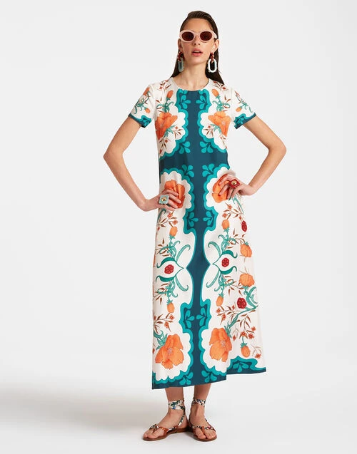 Swing Dress Morpheus Placée Orange In Silk Twill 1 Swing Dress Morpheus Placée Orange In Silk Twill