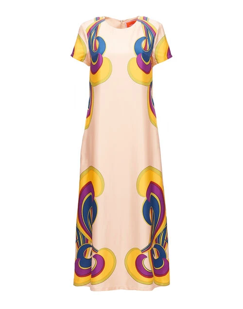 Swing Dress Rainbow Swirl Rosa Placée In Twill Silk 4 Swing Dress Rainbow Swirl Rosa Placée In Twill Silk - Image 4