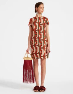 Mini Swing Dress Prometheus Pale Pink In Silk Twill