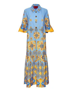 Artemis Dress Partenope Light Blue In Summer Poplin -Fashion Clothing DRE0176COT039PRT01 BU01 5