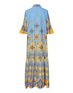 Artemis Dress Partenope Light Blue In Summer Poplin -Fashion Clothing DRE0176COT039PRT01 BU01 6