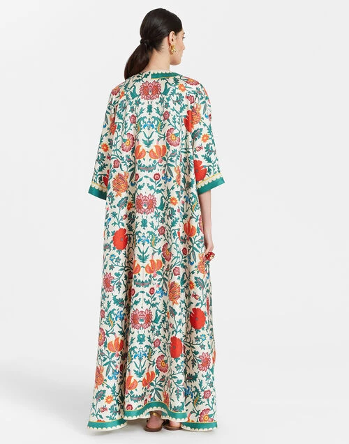 Muumuu Dress Dragonflower Placée Multicolor In Silk Twill 2 Muumuu Dress Dragonflower Placée Multicolor In Silk Twill - Image 2