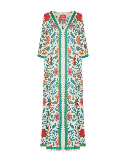 Muumuu Dress Dragonflower Placée Multicolor In Silk Twill 4 Muumuu Dress Dragonflower Placée Multicolor In Silk Twill - Image 4