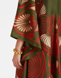 Magnifico Dress Kerylos Placée Dark Green In Silk Twill -Fashion Clothing DRE0232SIL006KER01 GR03 4