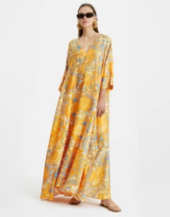 Muumuu Dress Anemone Orange In Silk Twill