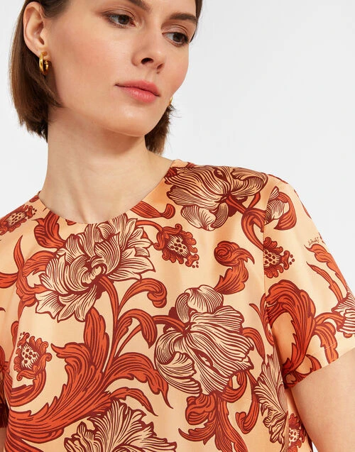 Swing Dress Reef Pale Pink In Silk Twill With Feathers 4 Swing Dress Reef Pale Pink In Silk Twill With Feathers - Image 4