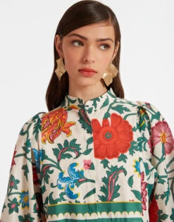 Portofino Dress Dragonflower Multicolor In Summer Poplin -Fashion Clothing DRE0374COT039DRE01 MU01 .3