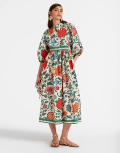 Portofino Dress Dragonflower Multicolor In Summer Poplin -Fashion Clothing DRE0374COT039DRE01 MU01 0