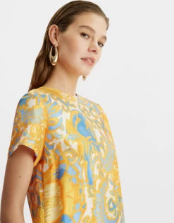 Mini Swing Dress Anemone Orange In Silk Twill With Feathers -Fashion Clothing DRE0397SIL001ANE01 OR02 2