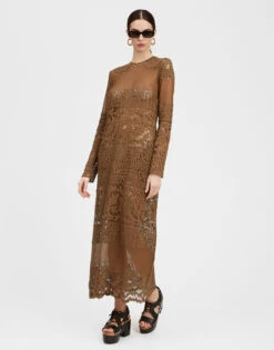 Lacey Long Sleeve Swing Dress Military Green In Cotton Lace 8 Lacey Long Sleeve Swing Dress Military Green In Cotton Lace -Fashion Clothing DRE0418EMB028SOLID GR12 1