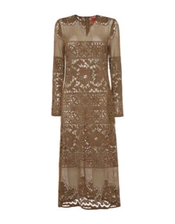 Lacey Long Sleeve Swing Dress Military Green In Cotton Lace 9 Lacey Long Sleeve Swing Dress Military Green In Cotton Lace -Fashion Clothing DRE0418EMB028SOLID GR12 4