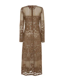 Lacey Long Sleeve Swing Dress Military Green In Cotton Lace 10 Lacey Long Sleeve Swing Dress Military Green In Cotton Lace -Fashion Clothing DRE0418EMB028SOLID GR12 5