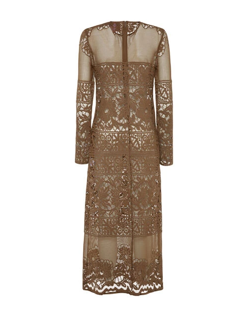 Lacey Long Sleeve Swing Dress Military Green In Cotton Lace 5 Lacey Long Sleeve Swing Dress Military Green In Cotton Lace - Image 5