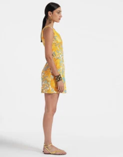 Bold Shoulder Mini Dress Anemone Orange In Shot Cotton -Fashion Clothing DRE0544COT005ANE01 OR02 2