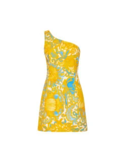 Bold Shoulder Mini Dress Anemone Orange In Shot Cotton -Fashion Clothing DRE0544COT005ANE01 OR02 5