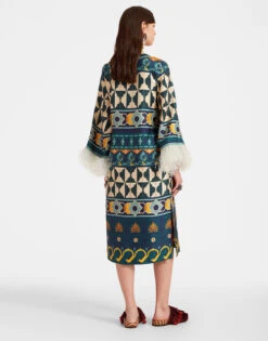 The Kaftan Casareale Placèe Emerald In Silk Twill With Feathers -Fashion Clothing DRE0552SIL001REA01 GR04 2