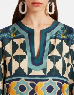 The Kaftan Casareale Placèe Emerald In Silk Twill With Feathers -Fashion Clothing DRE0552SIL001REA01 GR04 4