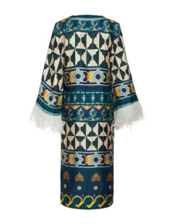 The Kaftan Casareale Placèe Emerald In Silk Twill With Feathers -Fashion Clothing DRE0552SIL001REA01 GR04 5