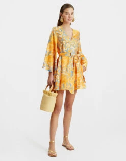 Mini Magnifico Dress Anemone Orange In Silk Twill