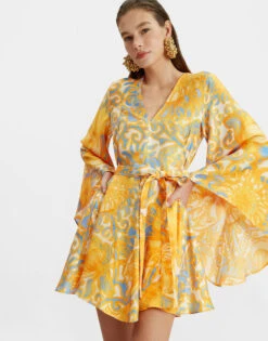 Mini Magnifico Dress Anemone Orange In Silk Twill -Fashion Clothing DRE0561SIL001ANE01 OR02 2