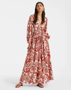 Long Camerino Dress Reef White In Crepe De Chine