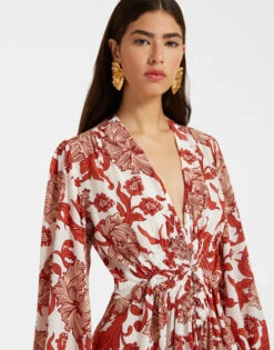 Long Camerino Dress Reef White In Crepe De Chine -Fashion Clothing DRE0585CRE001REE01 WH01 4